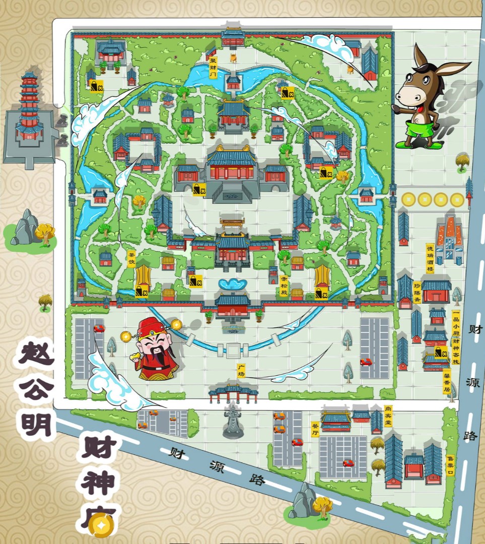 印江寺庙类手绘地图
